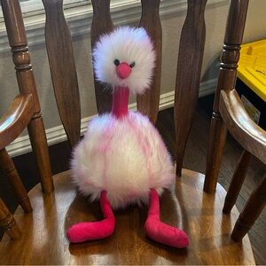 Jellycat large raspberry ripple pompom plush 21” With Tags Bird ostrich Fluffy